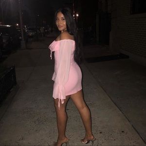 Pink off shoulder corset Mini dress